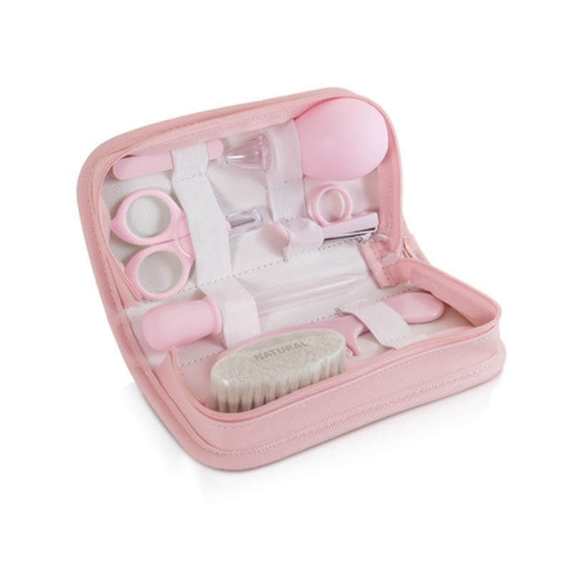Baby Kit de Miniland en color rose. Kit de baño con múltiples accesorios y estuche.