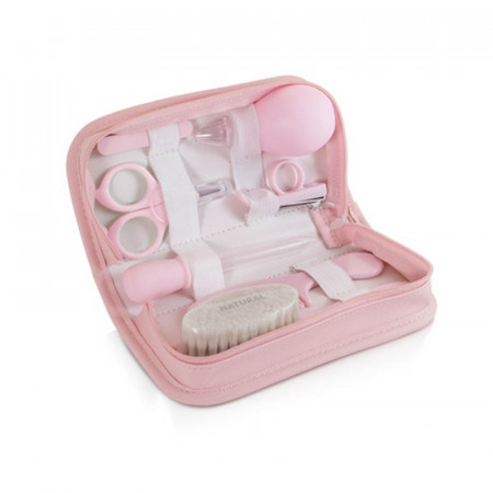 Baby Kit de Miniland en color rose. Kit de baño con múltiples accesorios y estuche.