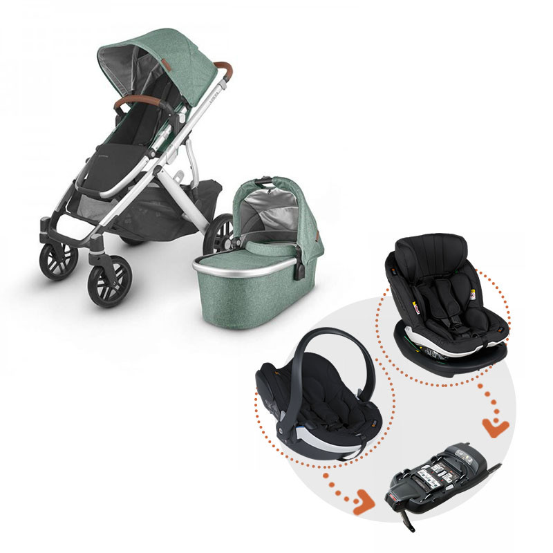 Uppababy Vista V2 en color Emmet con sistema Modular de BeSafe en color Black