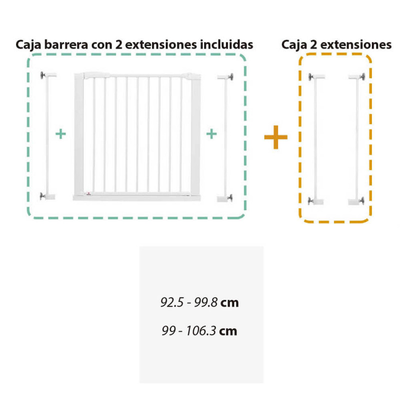 Babydan barrera puerta de seguridad Asta con 4 extensiones