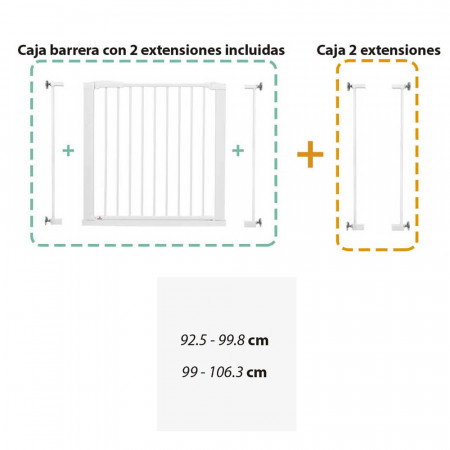 Babydan barrera puerta de seguridad Asta con 4 extensiones