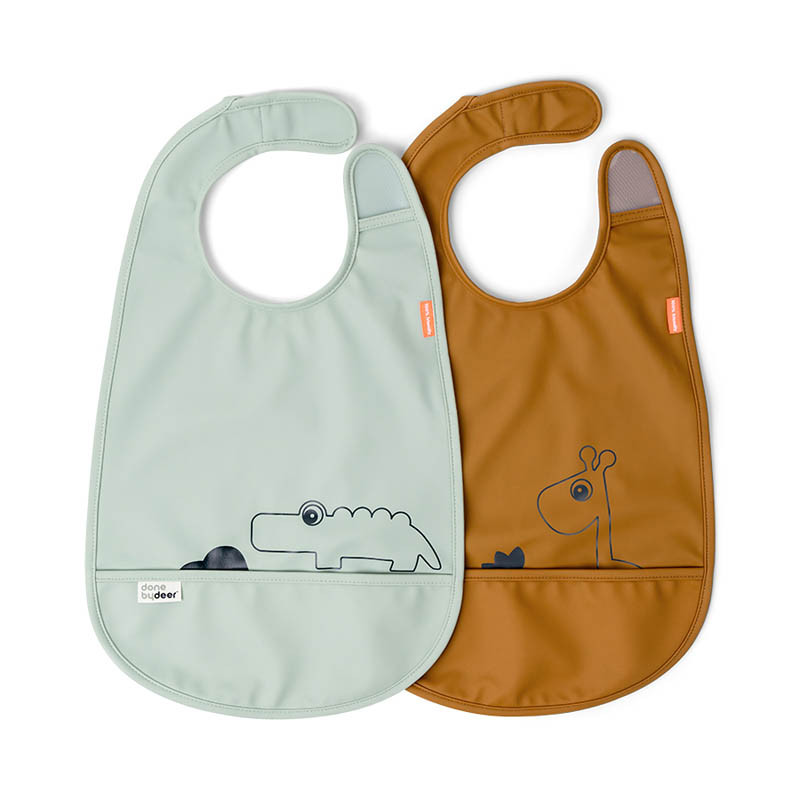 pack de 2 baberos deer friends de donde by deer en color mustard/green