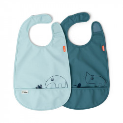 pack de 2 baberos deer friends de donde by deer en color blue