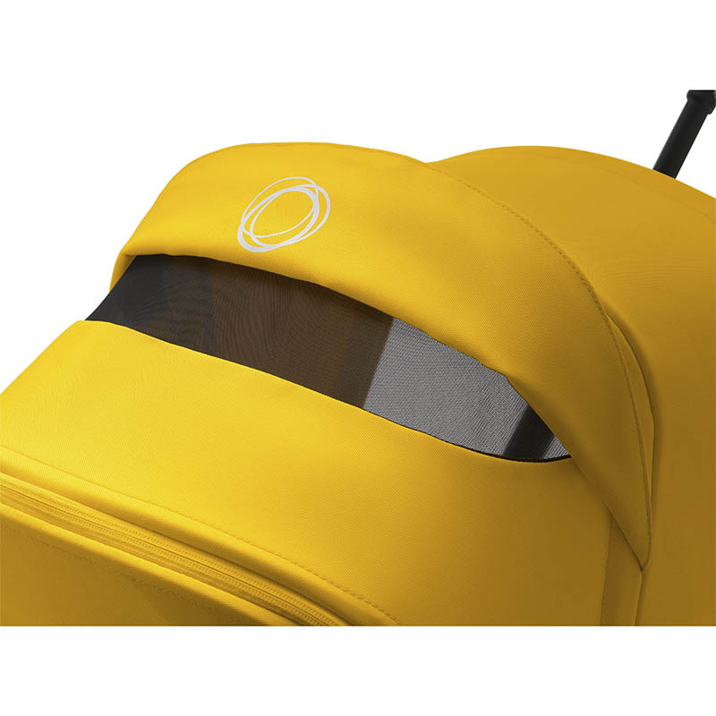 silla de paseo Bee 6 de bugaboo en Lemon yellow. Detalle capota peek a boo