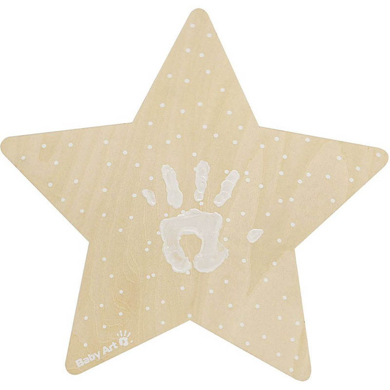 luz de pared con forma de estrella con impresion de baby art