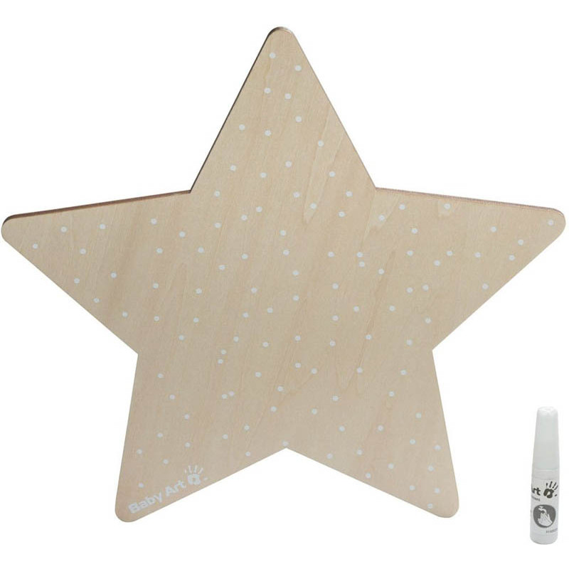 luz de pared con forma de estrella con impresion de baby art