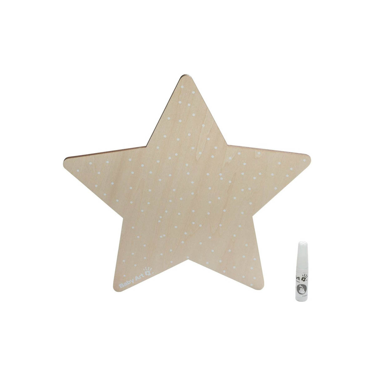 luz de pared con forma de estrella con impresion de baby art