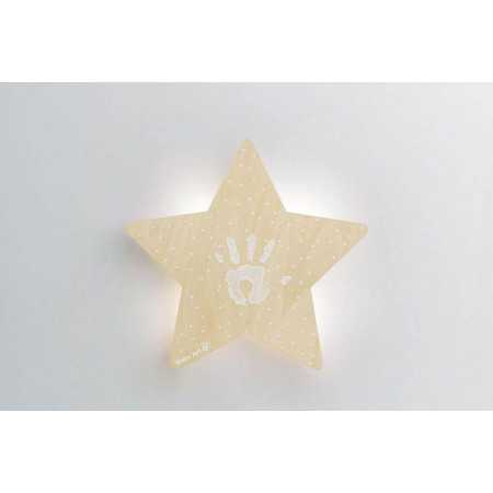 luz de pared con forma de estrella con impresion de baby art