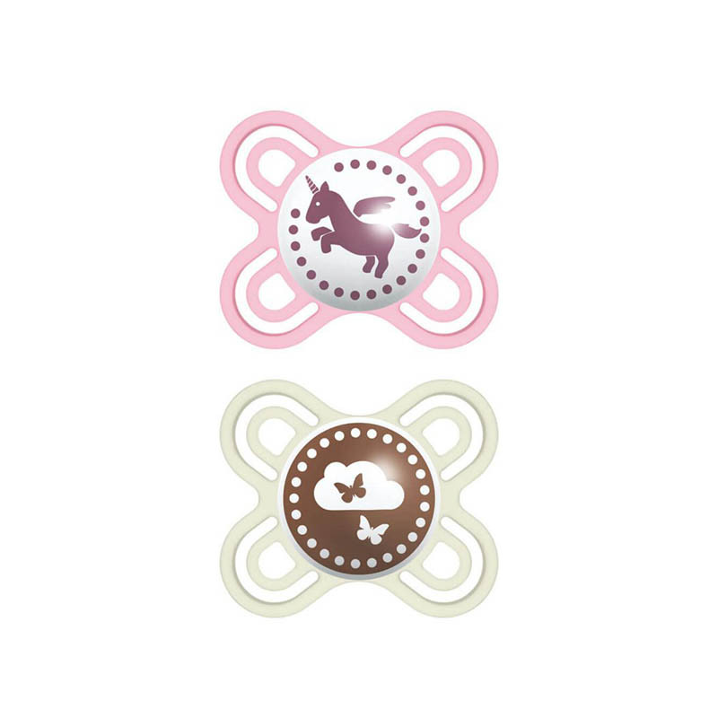 pack de 2 chupetes de silicona perfect start 0-2 de mam en el color quartz rose e ivory