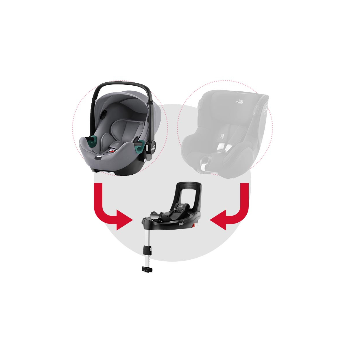 silla de coche baby-safe isense con base flex isense de britax romer en el color frost grey