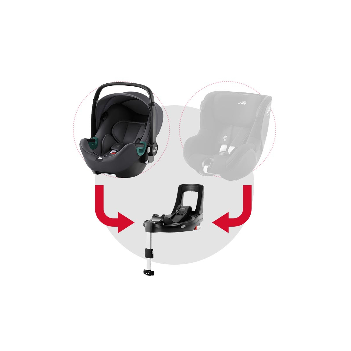 silla de coche baby-safe isense con base flex isense de britax romer en el color midnight grey