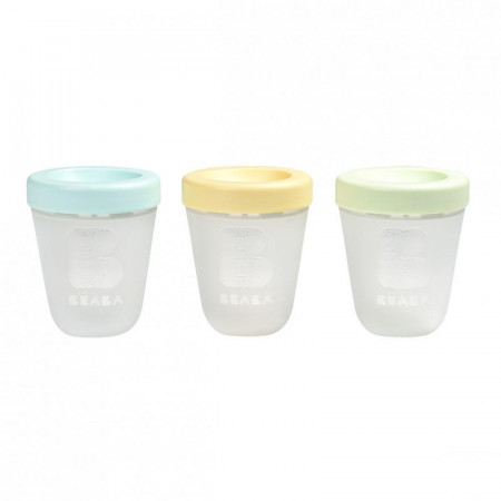 pack de 3 tarritos de silicona de beaba en el color spring