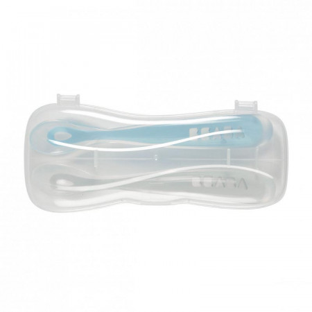 pack de 2 cucharas de silicona con estuche en color azul claro