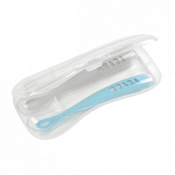 pack de 2 cucharas de silicona con estuche en color azul claro
