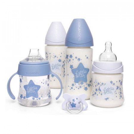 pack de biberones little star de suavinex en color azul