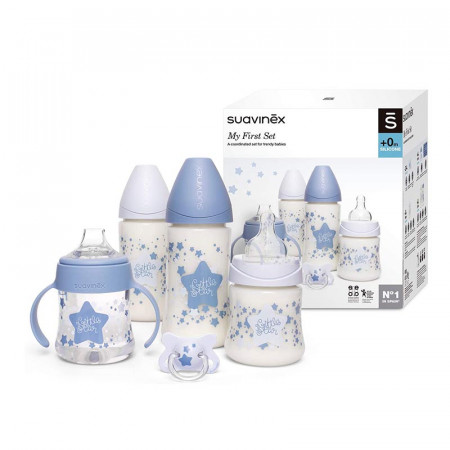 pack de biberones little star de suavinex en color azul