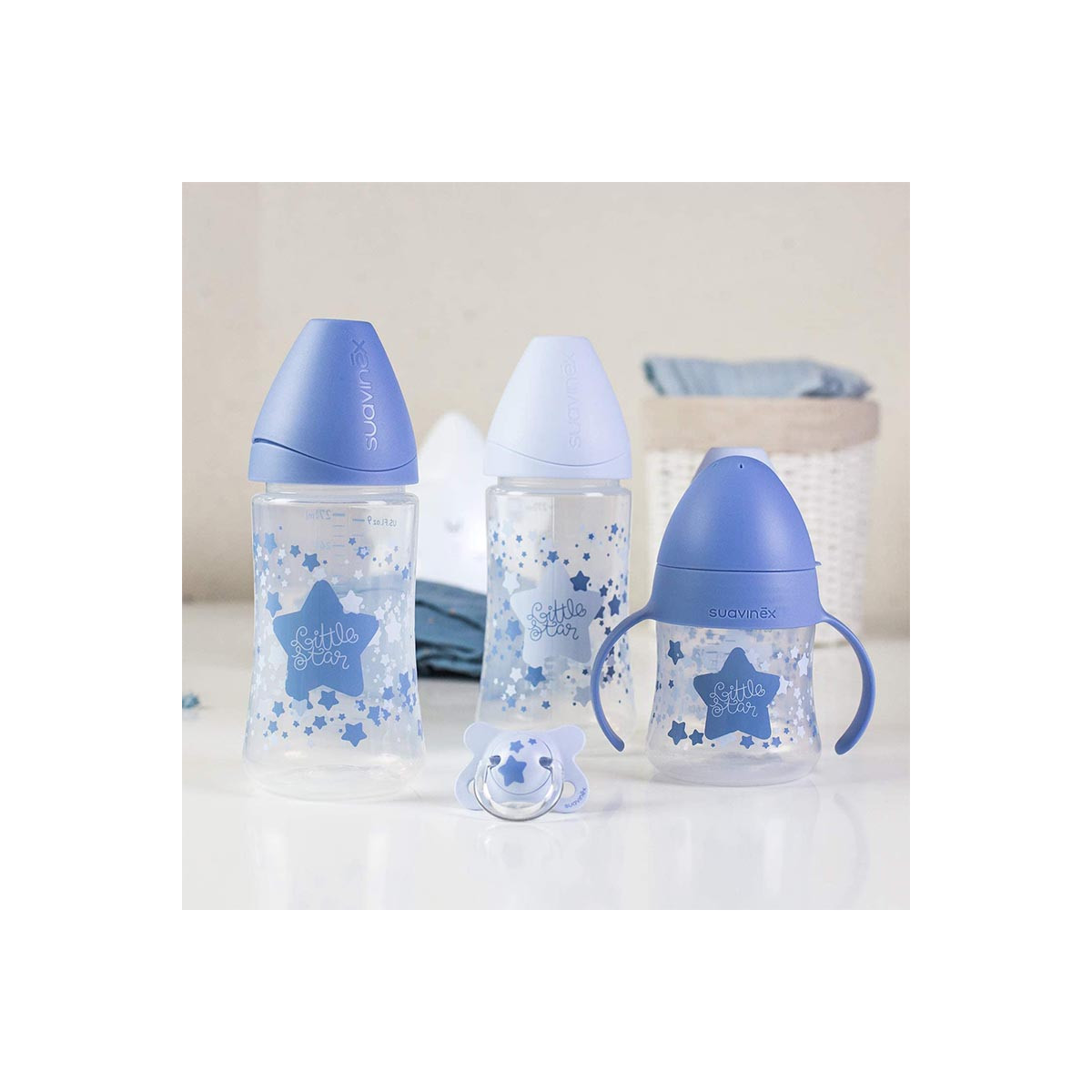 pack de biberones little star de suavinex en color azul