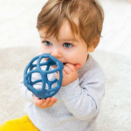 2 pelotas mordedor de nattou en el color azul petróleo azul claro