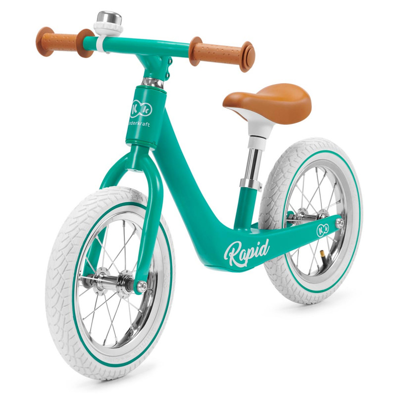 Bicicleta de equilibrio sin pedales, Kinderkraft Rapid, en color midnight green.