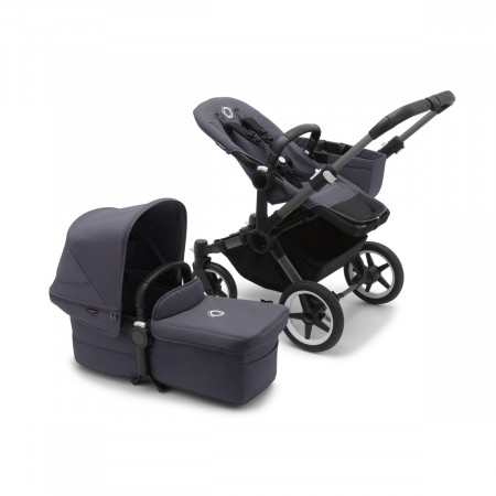 Bugaboo donkey 5 mono completo, con chasis graphite, funda y capota en azul tormenta.