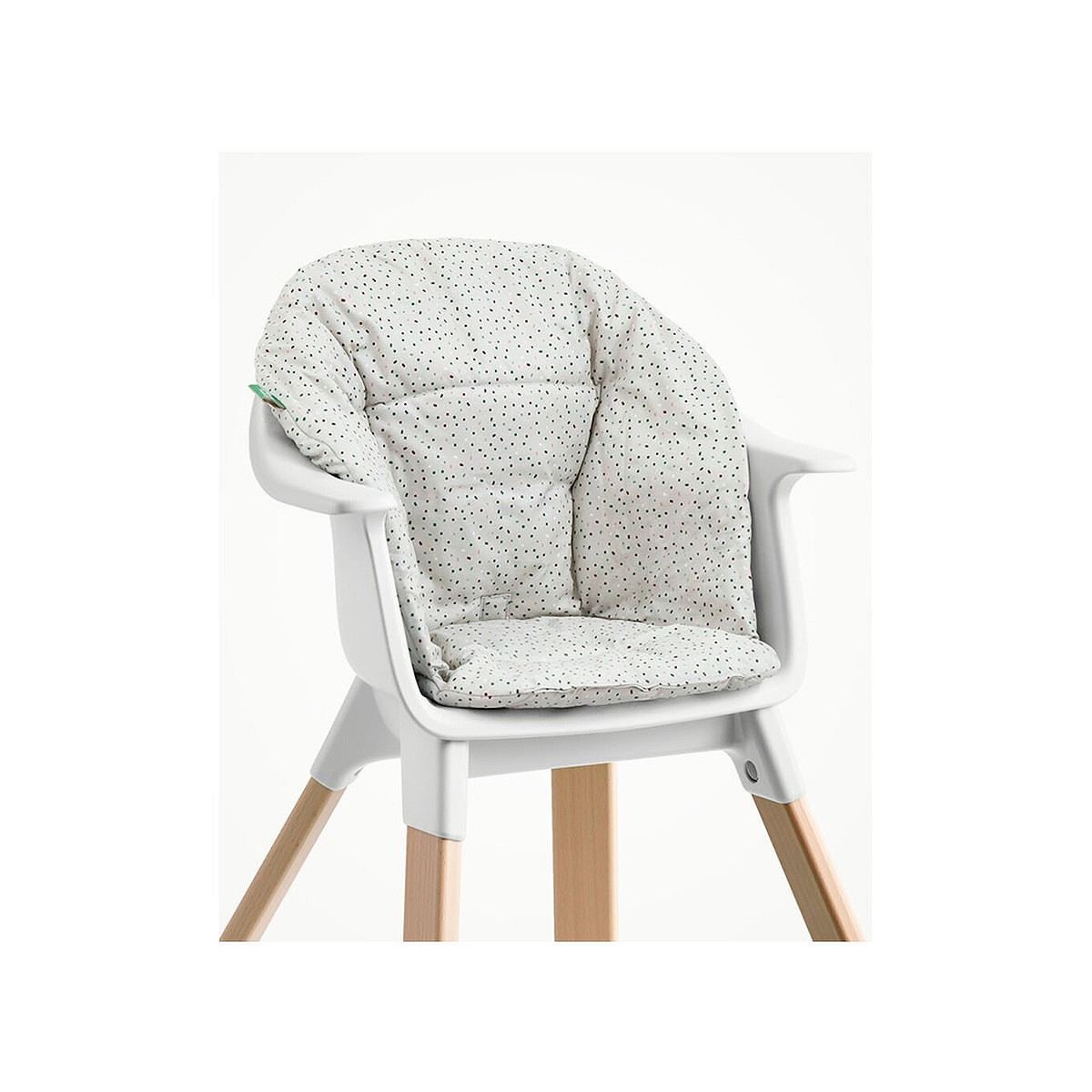 Cojín trona Clikk de Stokke, hecho de algodón suave y transpirable.