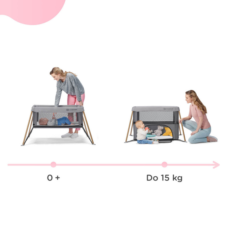Cuna de viaje Movi de Kinderkraft 2 en 1, desde el nacimiento hasta los 15 kg.