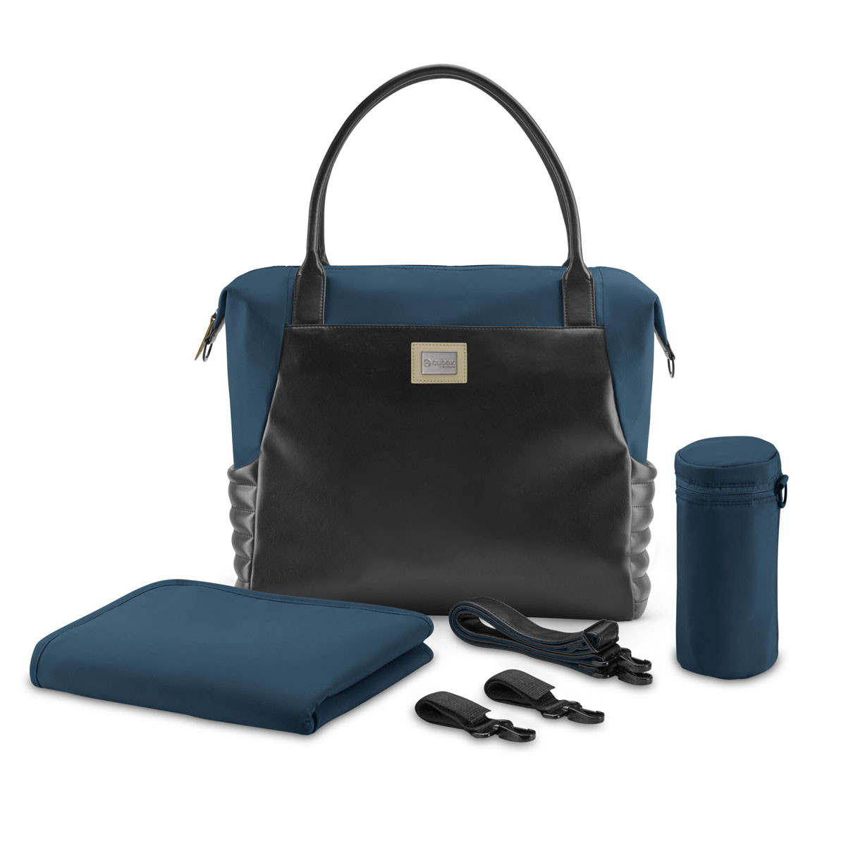 Bolso shopper bag de Cybex incluye  portabiberones térmico extraíble, un cambiador y para guardar artículos húmedos.