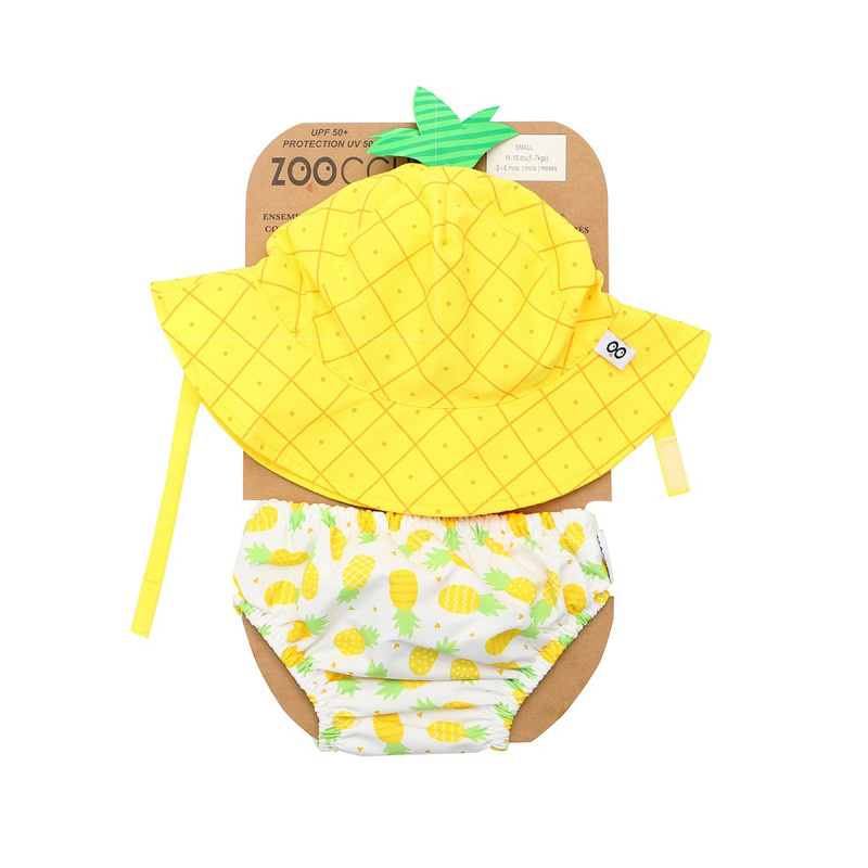 SET bañador pañal y gorro, en modelo piña, de Zoocchini.