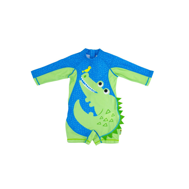 Bañador con manga larga de Zoocchini, modelo cocodrilo.