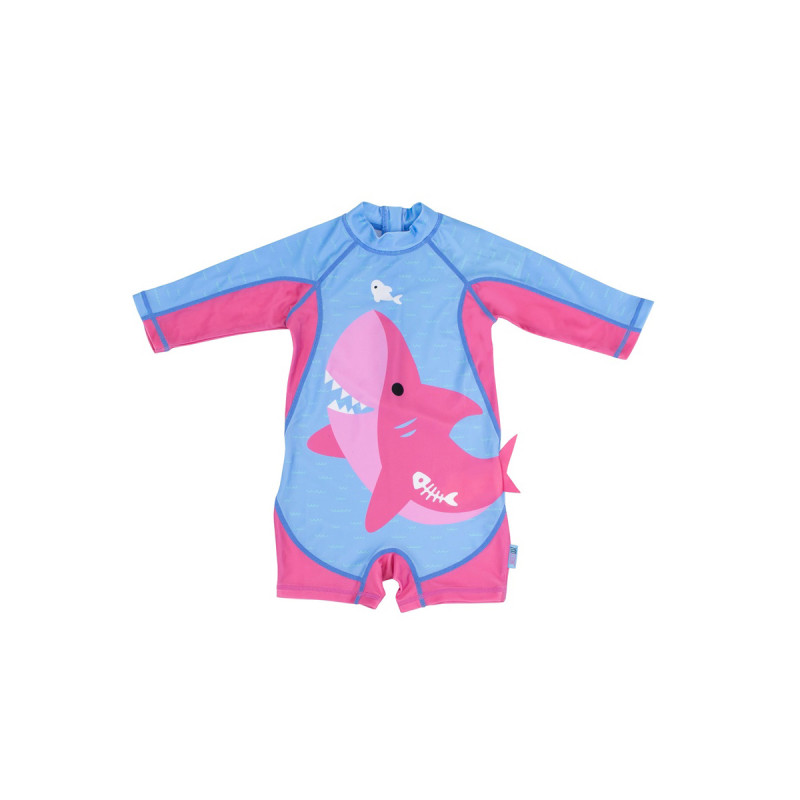 Bañador con manga larga de Zoocchini, modelo tiburón rosa.