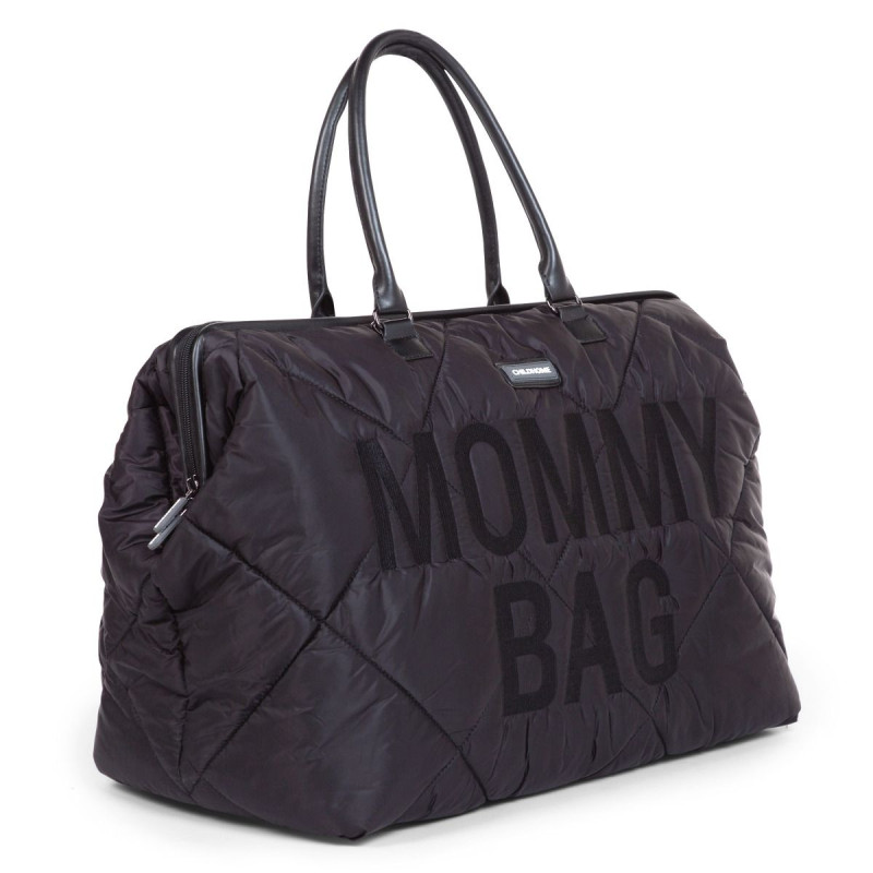 Bolso Mommy Bag de Childhome, en color negro acolchado.