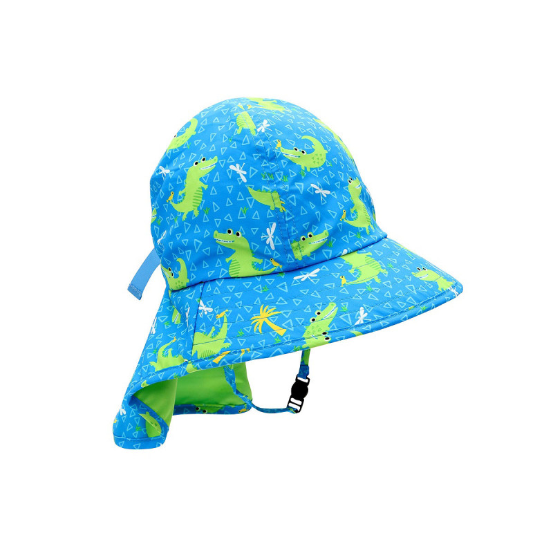 Gorro bebé con protección UPF 50+ DE Zoocchini, modelo cocodrilo.