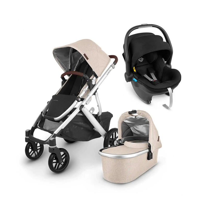 Trio cochecito Vista V2 de Uppababy, en color Declan, con silla de coche Mesa i-Size (base isofix no incluida).