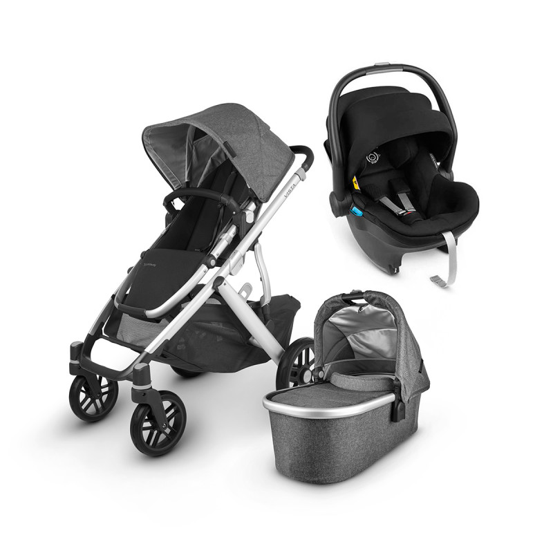 Trio cochecito Vista V2 de Uppababy, en color Jordan, con silla de coche Mesa i-Size (base isofix no incluida).