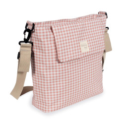 Bolsa canastilla de la colección I love vichy de Walking Mum en color rosa.