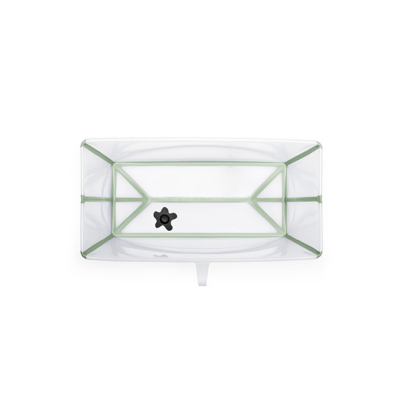 Flexi bath X large Stokke, color verde transparente, vista desde arriba.