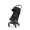 Cybex Coya silla paseo ultracompacta con chasis rosegold y tejidos en color sepia black.