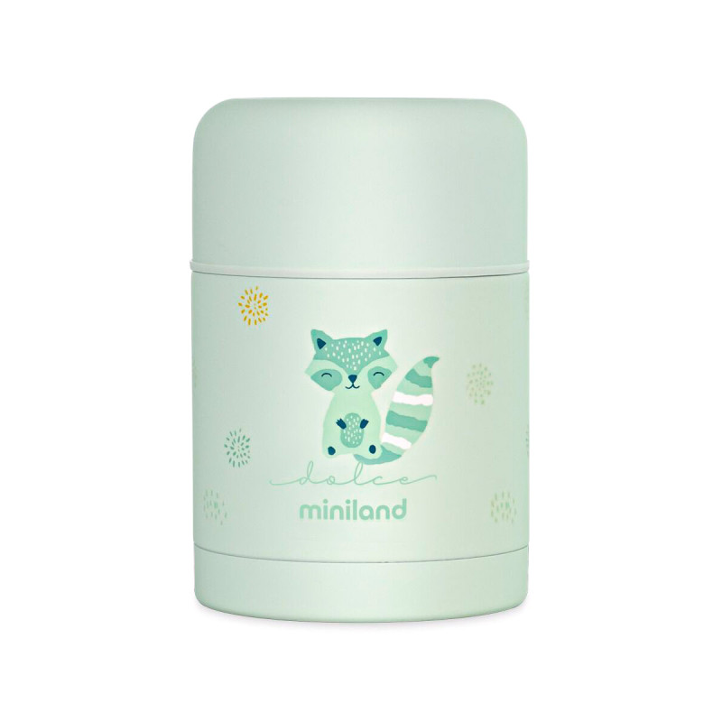 Termo para sólidos Food Thermy Mint 600 ml de Miniland. Divertido diseño exterior.