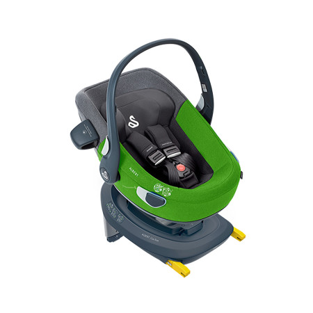 Silla de coche grupo 0 Albert i-Size de Swandoo en color lime y sesame grey.