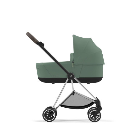 Cochecito Mios Platinum de Cybex, chasis chrome brown y color de tejidos en leaf green.