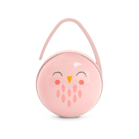 Portachupetes duo Premium Owl de Suavinex en color rosa.