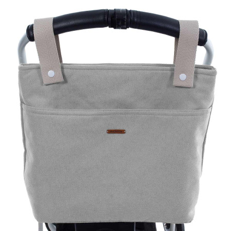 Bolso talega Camille de Uzturre en color gris y asas color piedra.