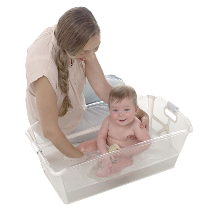  Stokke Flexi Bath XL, color blanco, espaciosa bañera plegable  para bebé, ligera y fácil de almacenar, cómoda de usar en casa o de viaje,  ideal para edades de 0 a 6