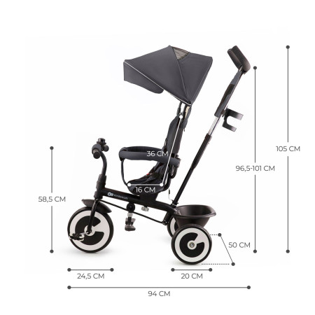 kinderkraft ASTON triciclo gris medidas