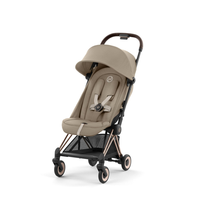 Cybex Coya silla paseo ultracompacta con chasis rosegold y tejidos en color cozy beige