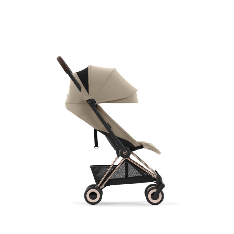 Cybex Coya silla paseo ultracompacta con chasis rosegold y tejidos en color cozy beige