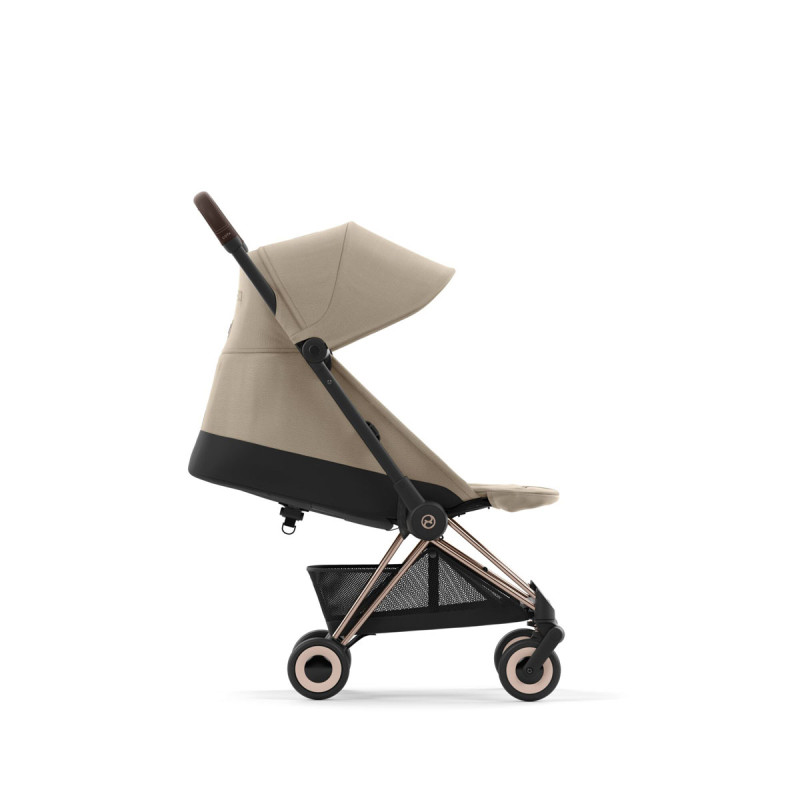 Cybex Coya silla paseo ultracompacta con chasis rosegold y tejidos en color cozy beige
