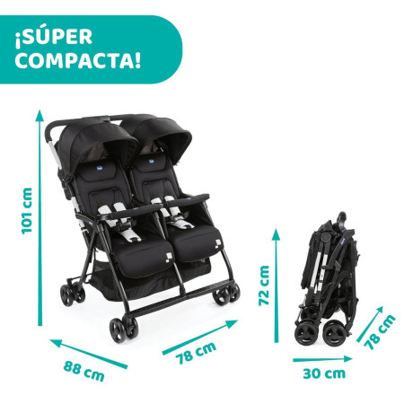 Chicco Ohlalà Twin Silla de Paseo gemelar negra medidas