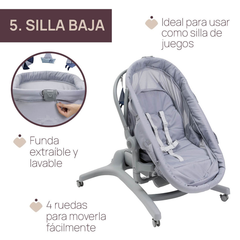 Chicco baby hug pro 5 en 1 cuna y moises EARL GREY silla baja