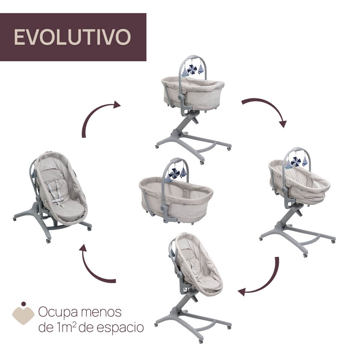 Chicco baby hug pro 5 en 1 cuna y moises BEIGE LATTE evolutivo